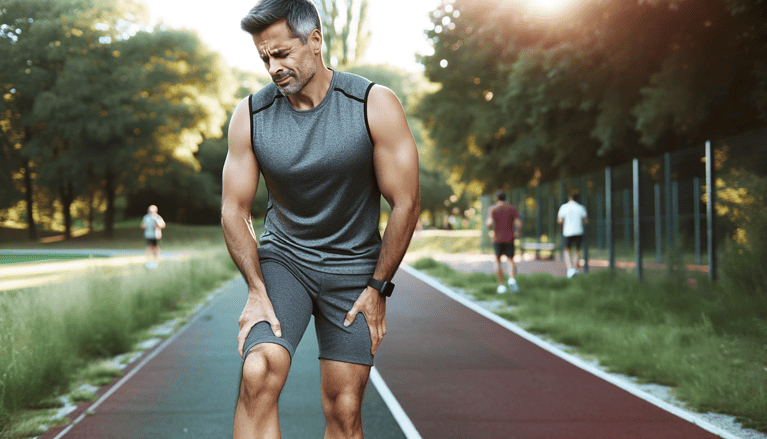 אדם שחווה כאב ברגל בזמן הליכה